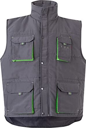 Velilla 205902 Gilet imbottito bicolore multi-tasche, colore grigio e verde lime, taglia 2XL