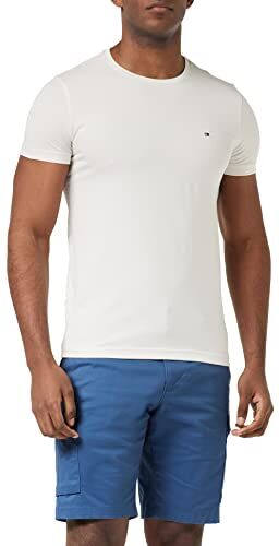 Tommy Hilfiger Stretch Slim Fit Tee , Magliette a maniche corte Uomo, Beige (Weathered White), XXL