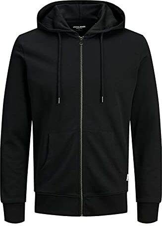 Jack & Jones Jjebasic Sweat Zip Hood Noos Felpa Sportiva con Cappuccio, Nero, S Uomo