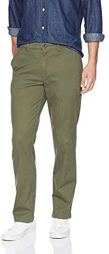 Amazon Essentials Pantaloni Chino Elasticizzati Casual Dritti Uomo, Verde Oliva, 36W / 30L