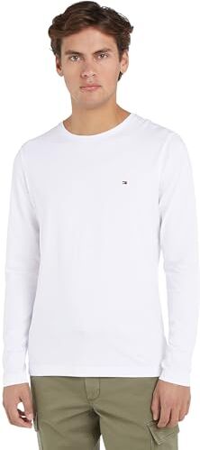 Tommy Hilfiger STRETCH SLIM FIT LONG SLEEVE TEE, Uomo, White, XS