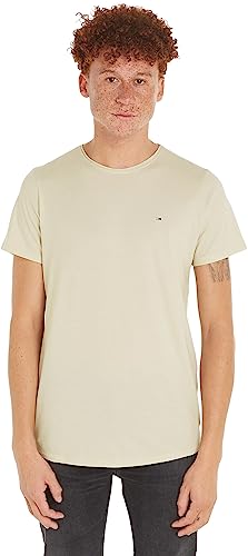 Tommy Jeans Uomo TJM XSLIM JASPE C NECK EXT , Beige (Newsprint), XS