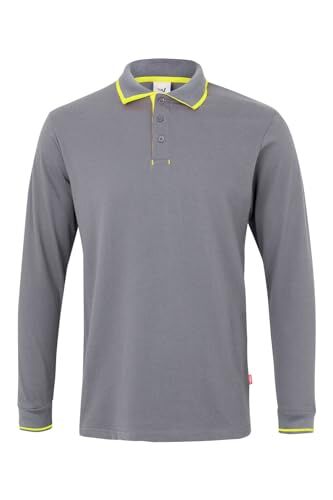 Velilla 105515; Polo bicolore a righe maniche lunghe; colore grigio e giallo fuor; taglia 2XL