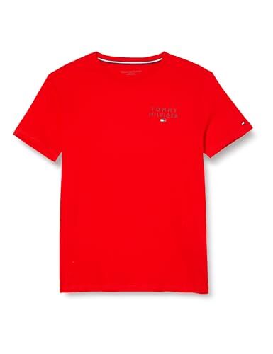 Tommy Hilfiger T-shirt Maniche Corte Uomo Scollo Rotondo, Rosso (Fierce Red), L