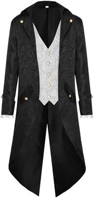 Retorno Giacca vittoriana da uomo, frac da uomo Redingote Giacca Steampunk,gotico medievale rinascimentale, costume cosplay per uomini adolescenti