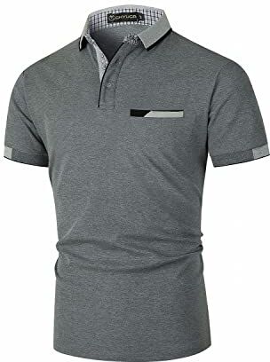 GHYUGR Elegante Polo da Uomo Manica Corta T Shirt Cotone Cucitura Classica Maglietta Commerciale Camicia per L'Ufficio,Grigio,XXL