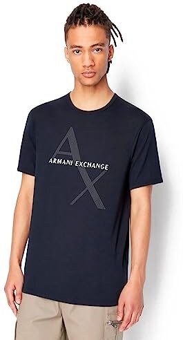 Armani T-shirt Classica In Cotone Con Logo, T-shirt Uomo, Blu, XXL