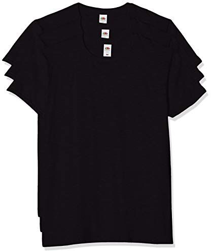 Fruit of the Loom Iconic, Lightweight Ringspun Tee, 3 Pack T-Shirt, Nero (Black 36), XX-Large (Taglia Produttore: 2XL) (Pacco da 3) Uomo