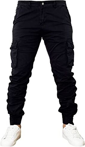 Toocool Pantaloni Uomo Cargo Militari tasconi Laterali Casual Cotone G6538 [36/tg 50,G6570 Nero]