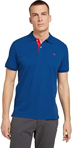 TOM TAILOR Polo Basic Piqué, Uomo, Blu (Advanced Blue 11132), L