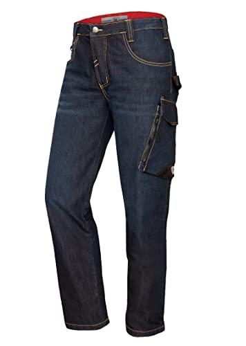 BP Jeans da Lavoro – Silhouette Sottile – Taglio ergonomico – Tessuto Elasticizzato – 78% Cotone, 22% elastomultiester – vestibilità Aderente – Taglia: 44/32 – Colore: Blu Scuro Slavato