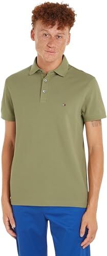 Tommy Hilfiger Maglietta Polo Maniche Corte Uomo 1985 Slim Slim Fit, Verde (Faded Olive), 3XL