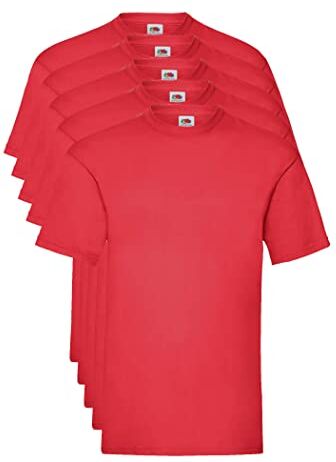 Fruit of the Loom Valueweight 5 Pack T-Shirt, Rosso (Red 40), Large (Pacco da 5) Uomo