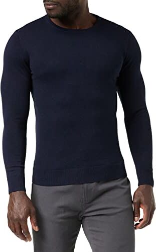 TOM TAILOR Maglione Basic Plus Size con Logo Ricamato, Uomo, Blu (Knitted Navy Melange 13160), 4XL Taglia Grande