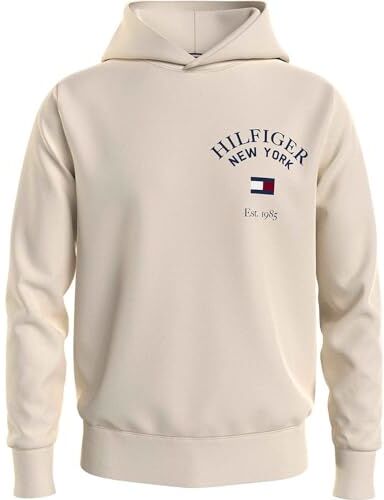 Tommy Hilfiger Arched Varsity Hoody  Felpe con Cappuccio, Beige (Calico), M Uomo