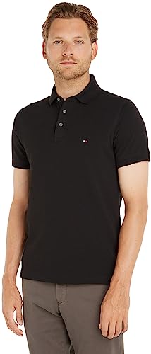 Tommy Hilfiger 1985 SLIM POLO, S/S Polos Uomo, Nero (Black), XL