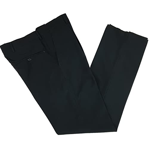 N+1 Pantalone Uomo Classico in Fresco Lana con Pens Cavallo Alto Gamba Larga Elegante Tasca Dritta Leggero Estivo (48, Nero)