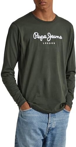 Pepe Jeans Eggo Long N, T-Shirt Uomo, Verde (Olive),L