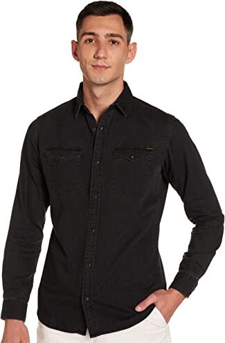 Jack & Jones S JJESHERIDAN Shirt L/S Camicia in Jeans, Nero (Black Denim Fit:Slim), XX-Large Uomo