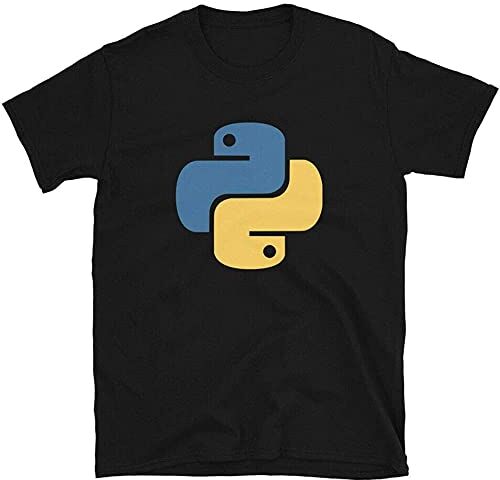 YUNMEI Python Logo T Engineers Software Developers tee Top Crewneck Men's Tee Adult Unisex 100% Cotton Short Sleeve T-Shirt Black XL