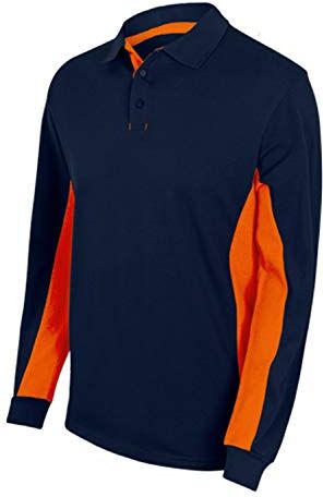 Velilla 105514; polo bicolore manica lunga; colore blu navy e arancio; taglia XL