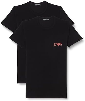 Emporio Armani Bold Monogram-Maglietta da Uomo, Confezione da 2 T-Shirt, Nero, M (Pacco da 2)