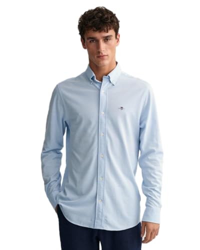 Gant REG JERSEY PIQUE SHIRT, Camicia elee Uomo, Blu ( CAPRI BLUE ), L