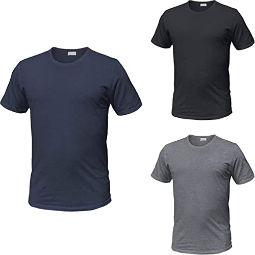 Coveri 3 t-shirt uomo mezza manica girocollo cotone bielatico  art ET1000 (6/XL, nero/blu/grigio)