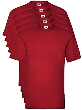 Fruit of the Loom Valueweight 5 Pack T-Shirt, Rosso (Brick Red BX), Large (Pacco da 5) Uomo