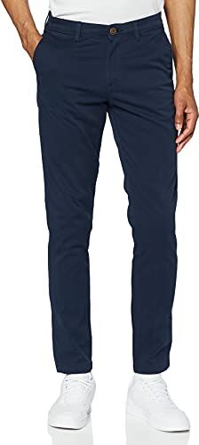 Jack & Jones Men's Chino Pants   Stretch Trousers Tapered Cut   Slim Fit Look JPSTMARCO JJBOWIE, Colore:Marina, Taglia Pantalone:33W / 34L, Z Länge L30/32/34/36/38:L34