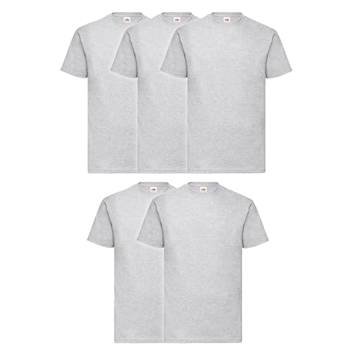 Fruit of the Loom 5 T-shirt Valueweight S M L XL XXL XXXL 3XL diversi colori a scelta, Grigio cenere, XXL