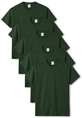 Fruit of the Loom Original T., T-Shirt Uomo, Verde (Bottle Green 38), Medium(Pacco da 5)