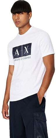 Armani Regular Fit AX Box Logo Tee T-Shirt, Bianco, S Uomo