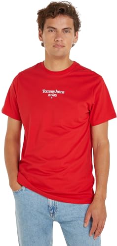 Tommy Jeans T-shirt Maniche Corte Uomo Slim Scollo Rotondo, Rosso (Deep Crimson), XL