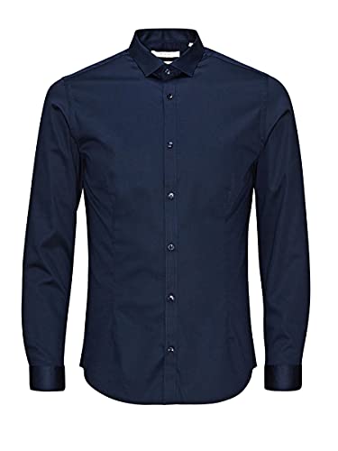 Jack & Jones Jjprparma Shirt L/S Noos Camicia, Blu (Navy Blazer), XS Uomo