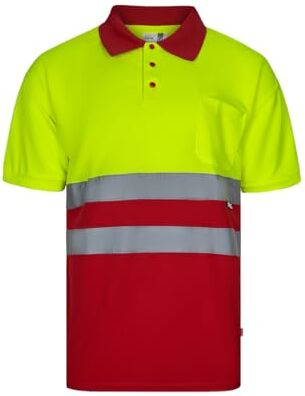 Velilla 173 Polo Bicolore Manica Corta AV, Colore Rosso e Giallo Fluoro, Taglia L