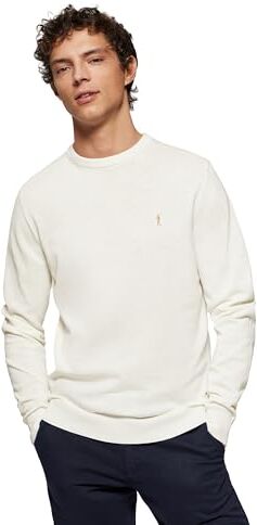 Polo Club Maglione Uomo Basico Marrone 100% Cotone Maglioni con Logo Ricamato