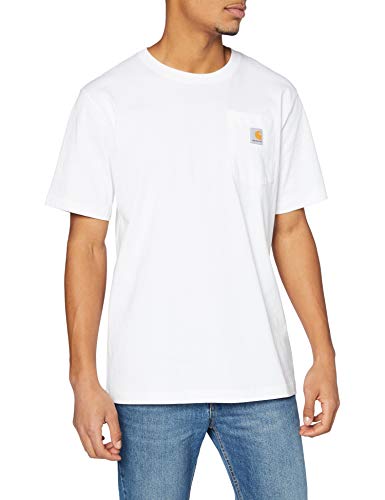 Carhartt T-Shirt Pesante K87 Con Taschino, Vestibilità Comoda, Manica Corta, Uomo, Bianco (White), XXL