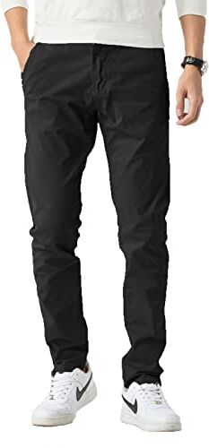 TONY BACKER Pantaloni Casual Elasticizzati Uomo Pantaloni Cargo da Uomo Pantalone in Cotone Leggero Uomo Cargo (IT, Misura del girovita, 50, Regular, Regular, Nero)