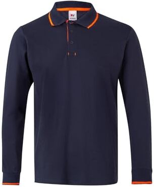 Velilla 105515 61/19 A.NAVY/N.FLUOR S Polo bicolore con righe a maniche lunghe, blu navy, taglia S