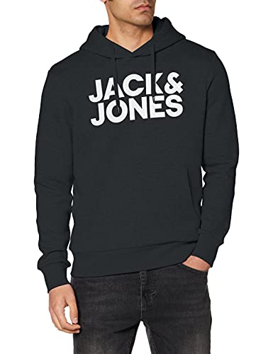 Jack & Jones Felpa da uomo con cappuccio, con logo del marchio Blu (Blazer blu navy: Reg/stampa grande) XS