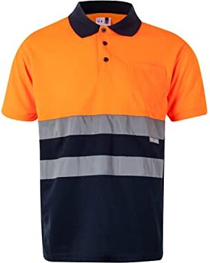 Velilla 173; Polo Bicolor Manica Corta AV; Colore Blu Marino e Arancione Fluoro; Taglia S