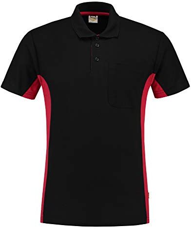 Tricorp Workwear Polo con taschino, 50% cotone pettinato, 50% poliestere, 180 g/m², colore: nero/rosso, taglia M