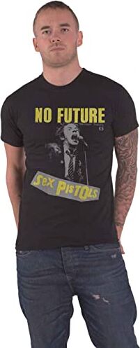 Sex Pistols The  T Shirt No Future Band Logo Nuovo Ufficiale Uomo Nero Size M