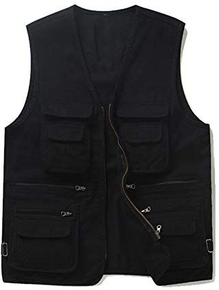 GAOHONGMEI Gilet multi-tasca da uomo Gilet Gilet All'aperto Casual Casual Gilet Gilet in cotone Fotografia Giacche da viaggio senza maniche Top red-2XL