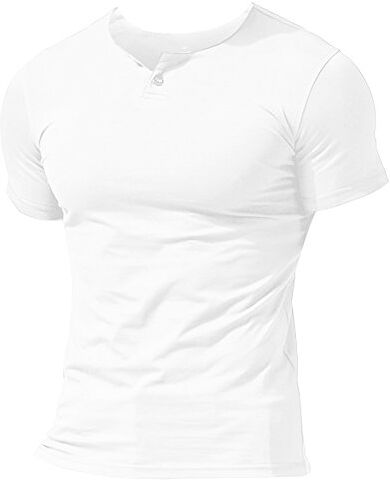 Muscle Alive Uomo Henleys Casuale Manica Corta Maglietta Singolo Pulsante abbottonatura Plain v Neck Camicie in Cotone Bianca S