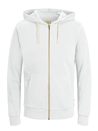 Jack & Jones , felpa comoda da uomo, Bianco (White/Reg Fit), L