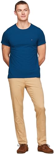 Tommy Hilfiger Stretch Slim Fit Tee , Magliette a maniche corte Uomo, Blu (Anchor Blue), S