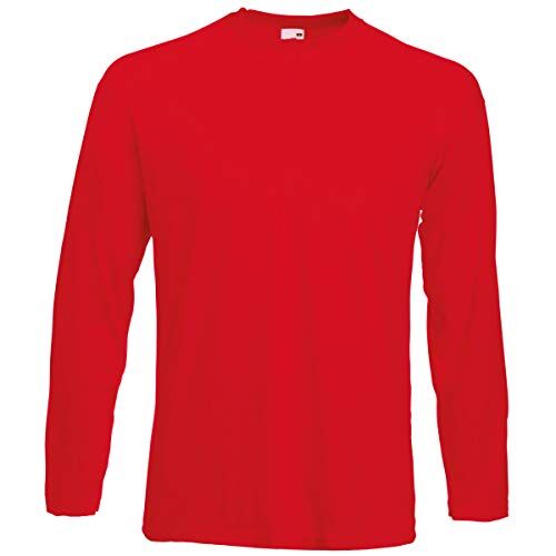 Fruit of the Loom Long Sleeve Valueweight Tee Maglia, Uomo, Rosso, Small