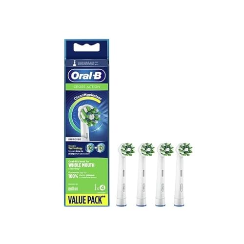 Oral-B Clean Maximiser Cross Action Testine Spazzolino Elettrico, 3D white, Azione Sbiancante, Confezione da 4 Pezzi, Bianco